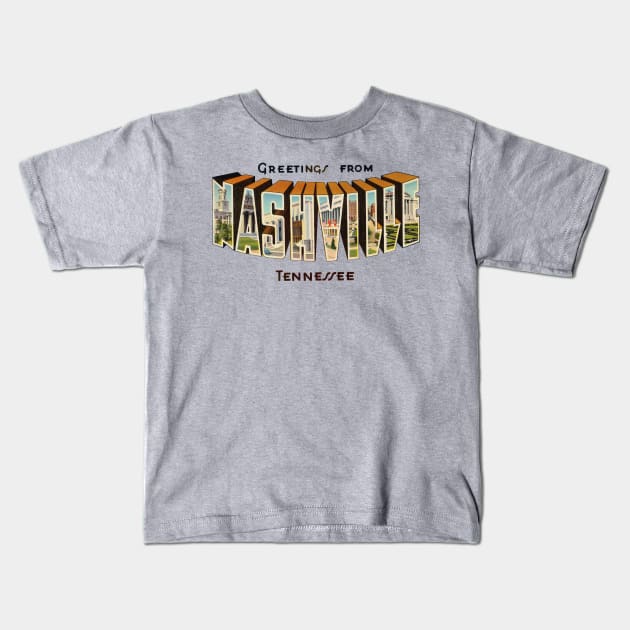 Greetings from Nashville Tennessee Kids T-Shirt by reapolo